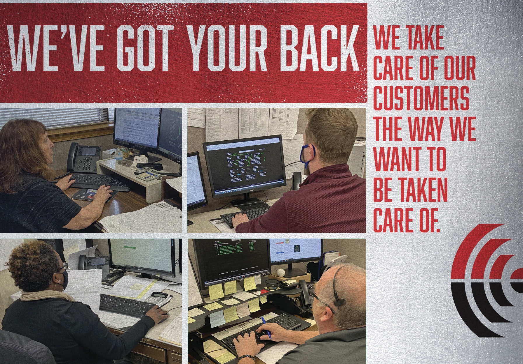 Brehob's customer care team working at their desks